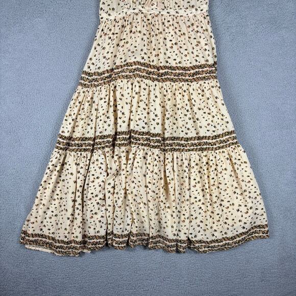 Free People Rare Feeling Dress Women’s XS Beige Floral Tiered Pleated Maxi Read - Picture 8 of 14